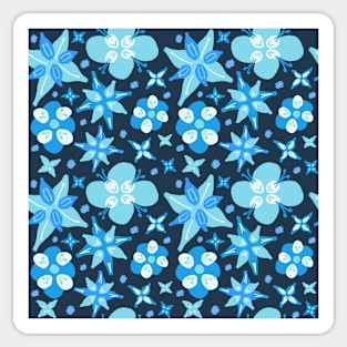 Blue Abstract Floral Pattern Sticker